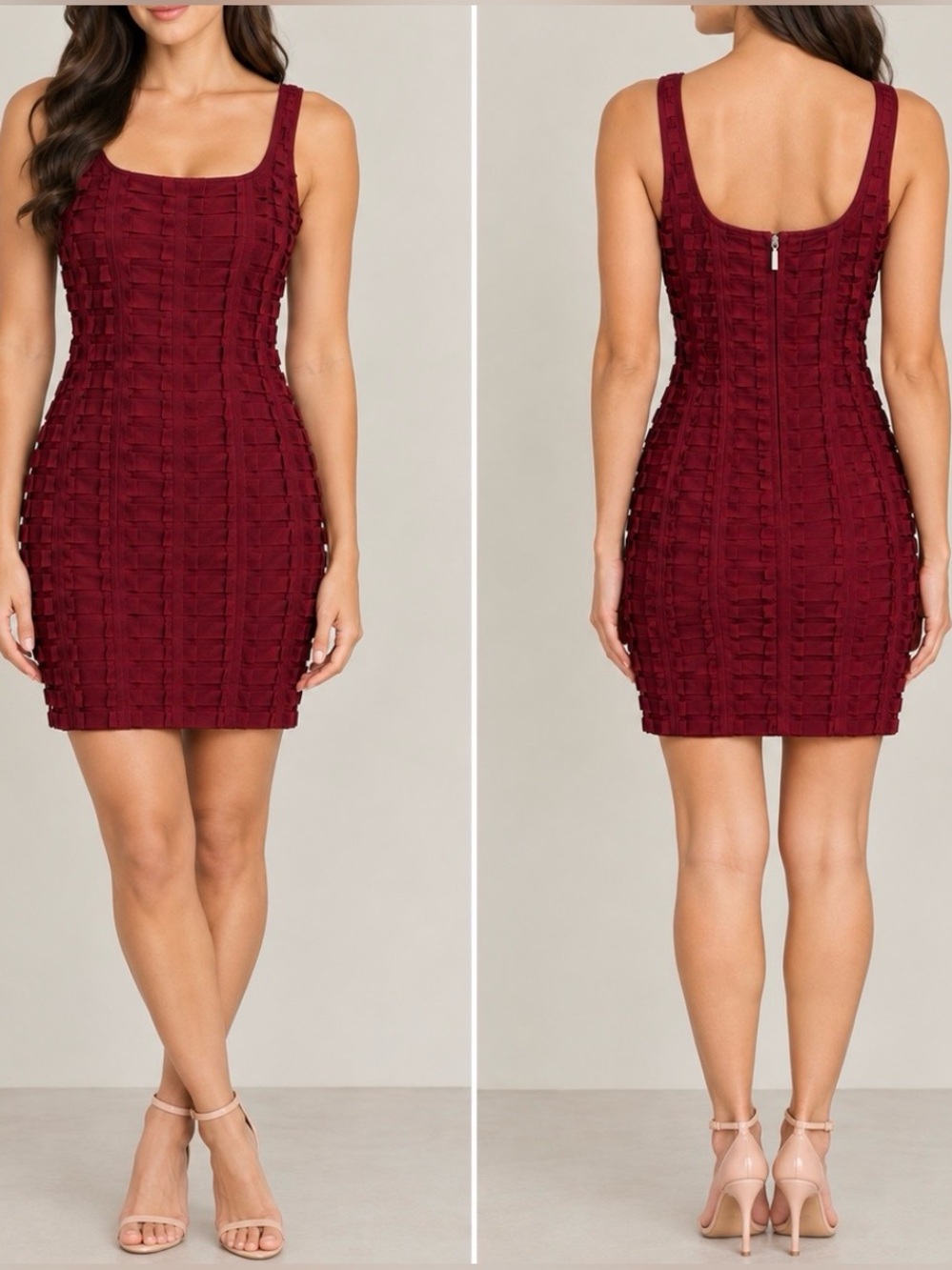 Marciano by Guess Red Textured Bodycon Dress Size S Cocktail Party